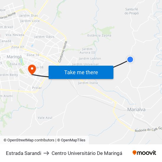 Estrada Sarandi to Centro Universitário De Maringá map