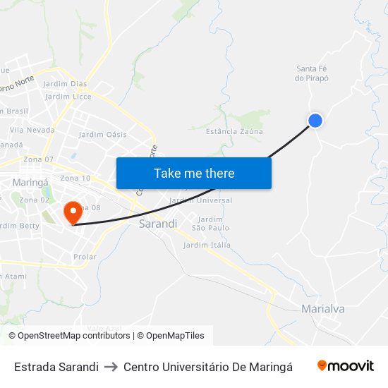 Estrada Sarandi to Centro Universitário De Maringá map