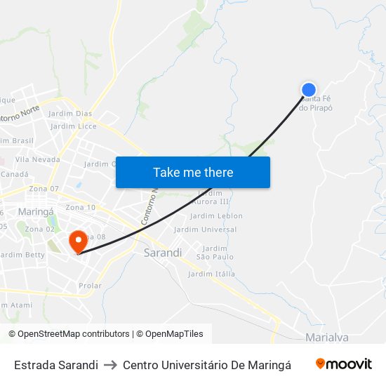 Estrada Sarandi to Centro Universitário De Maringá map