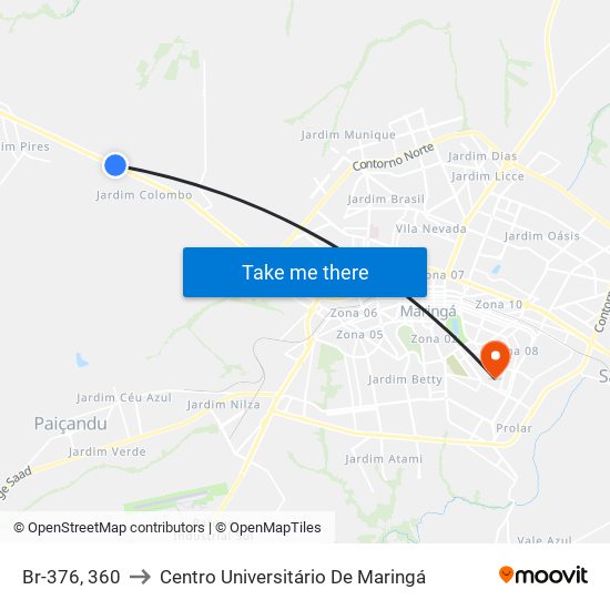 Br-376, 360 to Centro Universitário De Maringá map