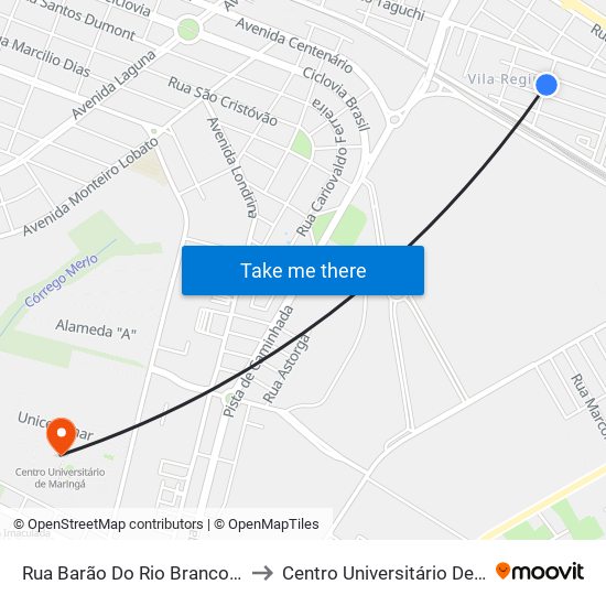 Rua Barão Do Rio Branco, 147-209 to Centro Universitário De Maringá map