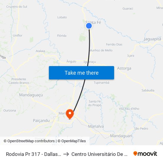Rodovia Pr 317  - Dallas Motel to Centro Universitário De Maringá map