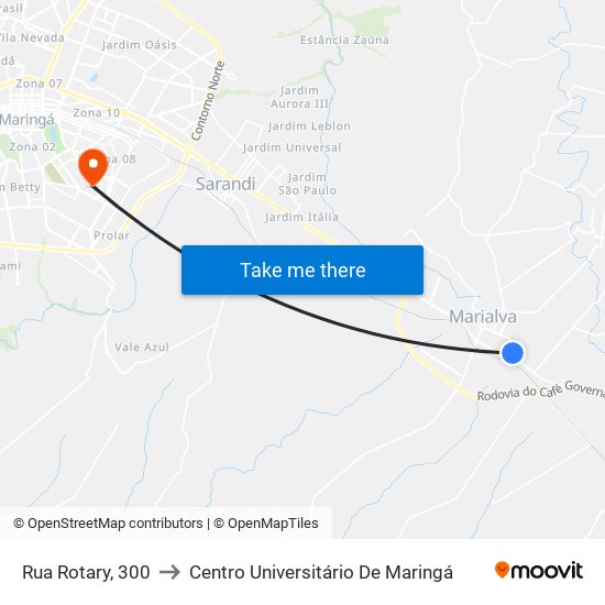 Rua Rotary, 300 to Centro Universitário De Maringá map