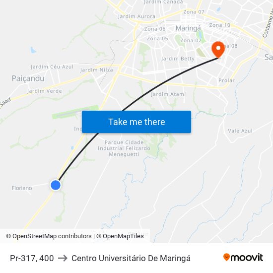 Pr-317, 400 to Centro Universitário De Maringá map