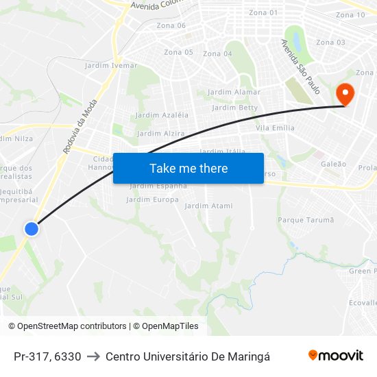 Pr-317, 6330 to Centro Universitário De Maringá map