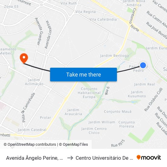 Avenida Ângelo Perine, 628-688 to Centro Universitário De Maringá map