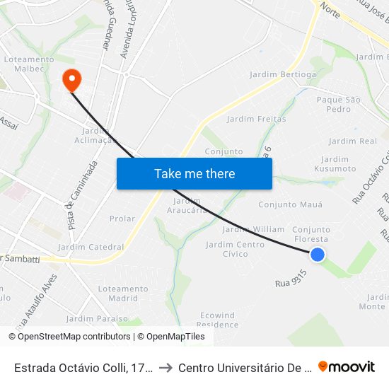 Estrada Octávio Colli, 1764-1800 to Centro Universitário De Maringá map