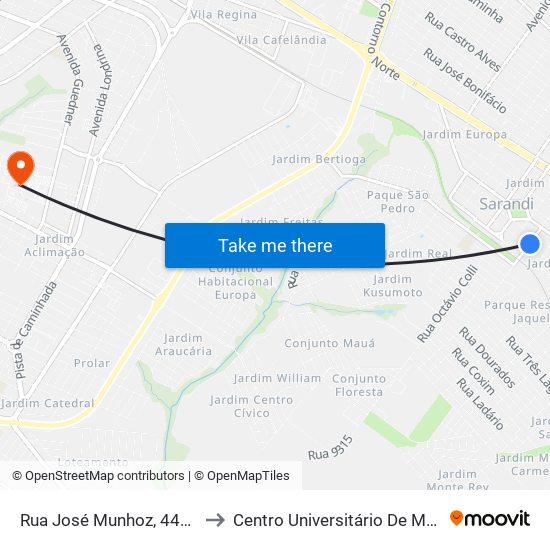 Rua José Munhoz, 441-535 to Centro Universitário De Maringá map