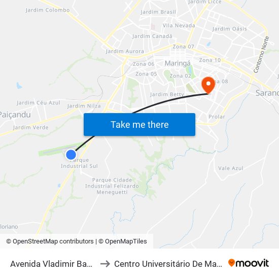 Avenida Vladimir Babkov to Centro Universitário De Maringá map