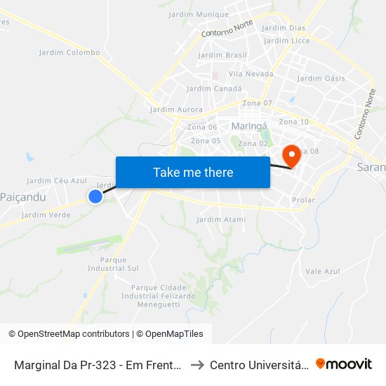 Marginal Da Pr-323 - Em Frente A Passarela Frigorifico to Centro Universitário De Maringá map
