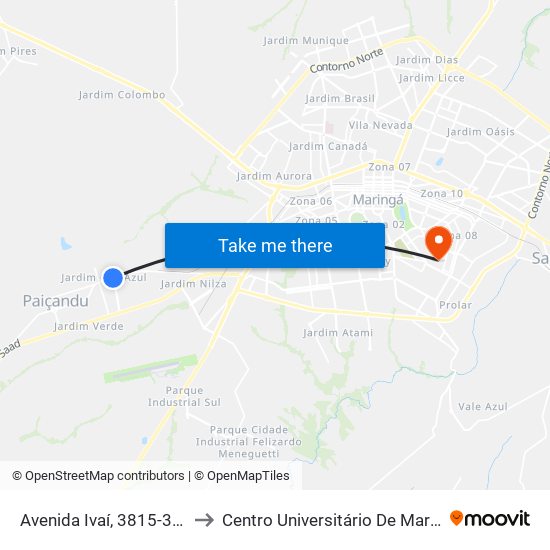 Avenida Ivaí, 3815-3849 to Centro Universitário De Maringá map