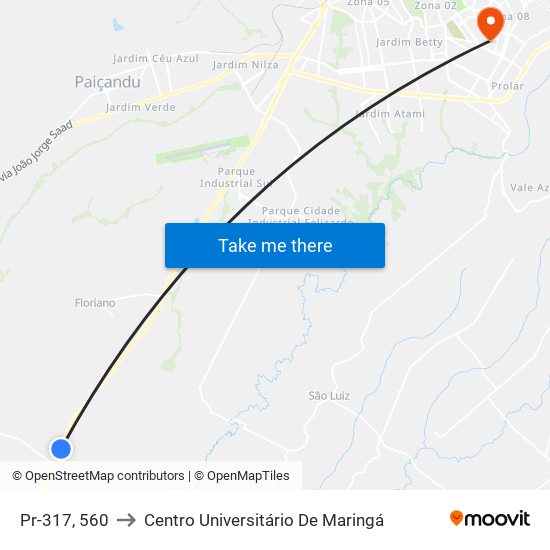 Pr-317, 560 to Centro Universitário De Maringá map