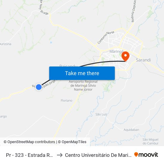 Pr - 323  -  Estrada Rural to Centro Universitário De Maringá map