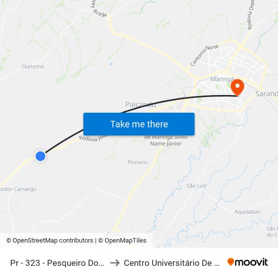 Pr - 323  -  Pesqueiro Do Corote to Centro Universitário De Maringá map