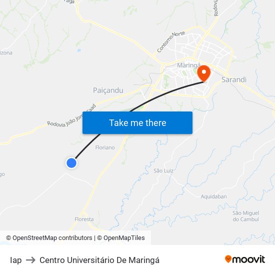 Iap to Centro Universitário De Maringá map