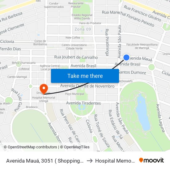 Avenida Mauá, 3051 ( Shopping Avenida Center ). to Hospital Memorial Uningá map