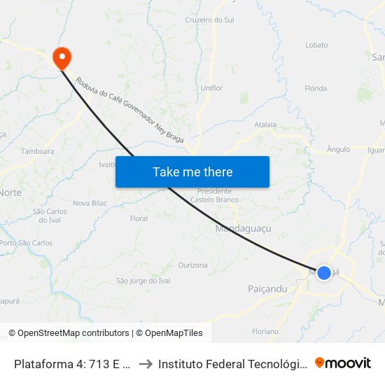 Plataforma 4:  713 E 324 (Thaiz) to Instituto Federal Tecnológico Do Paraná map