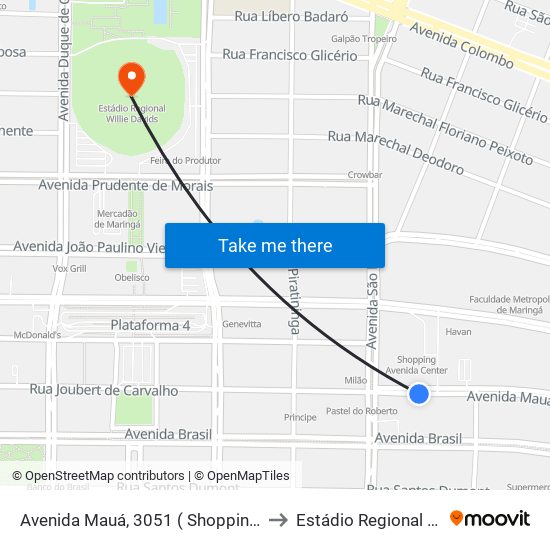 Avenida Mauá, 3051 ( Shopping Avenida Center ). to Estádio Regional Willie Davids map