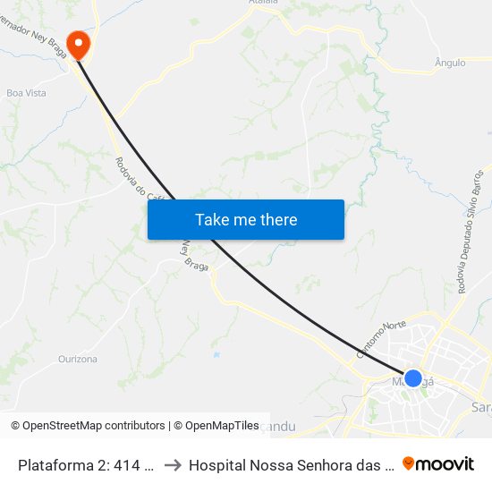 Plataforma 2: 414 E 427 to Hospital Nossa Senhora das Graças map