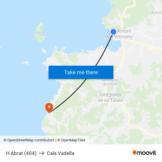 H Abrat (404) to Cala Vadella map