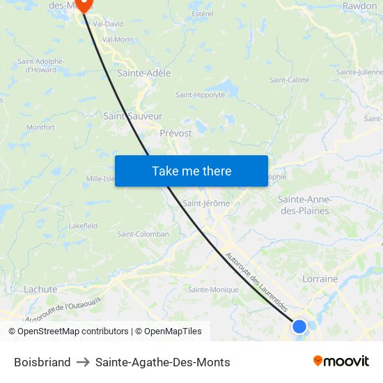 Boisbriand to Sainte-Agathe-Des-Monts map