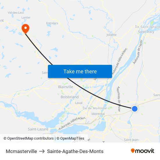 Mcmasterville to Sainte-Agathe-Des-Monts map