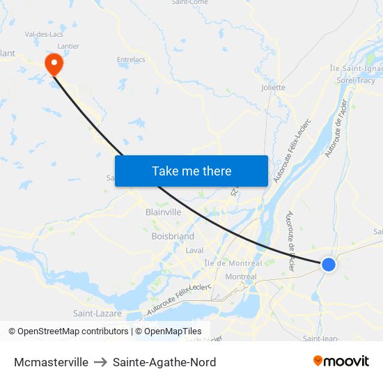 Mcmasterville to Sainte-Agathe-Nord map