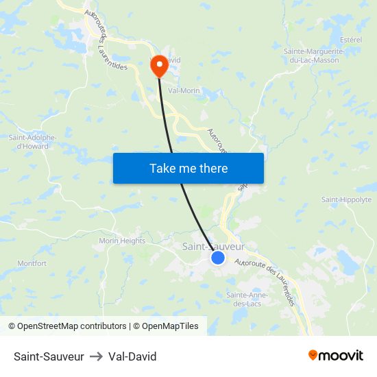 Saint-Sauveur to Val-David map