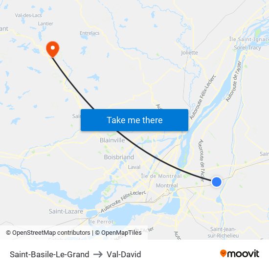 Saint-Basile-Le-Grand to Val-David map