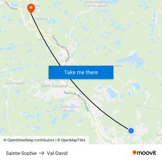 Sainte-Sophie to Val-David map