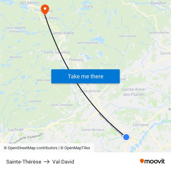 Sainte-Thérèse to Val-David map