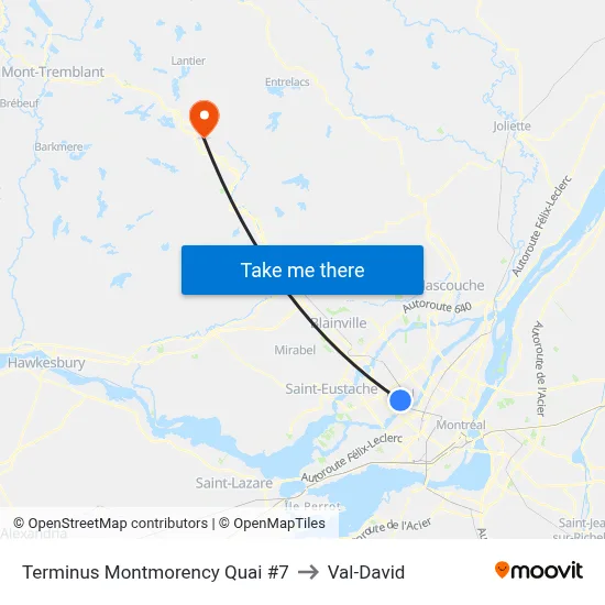 Terminus Montmorency Quai #7 to Val-David map
