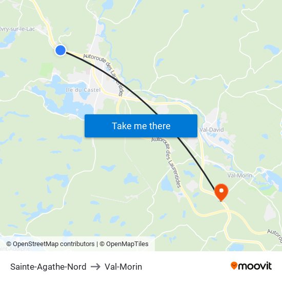 Sainte-Agathe-Nord to Val-Morin map