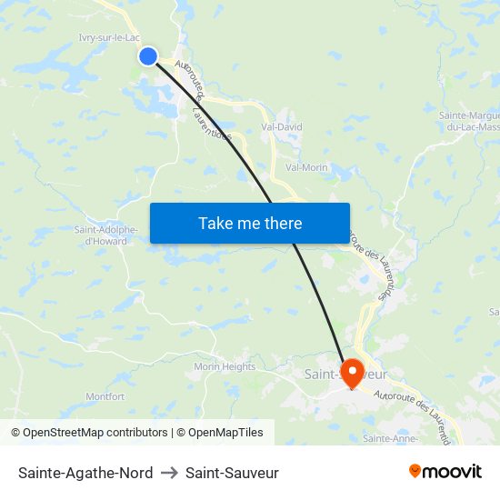 Sainte-Agathe-Nord to Saint-Sauveur map