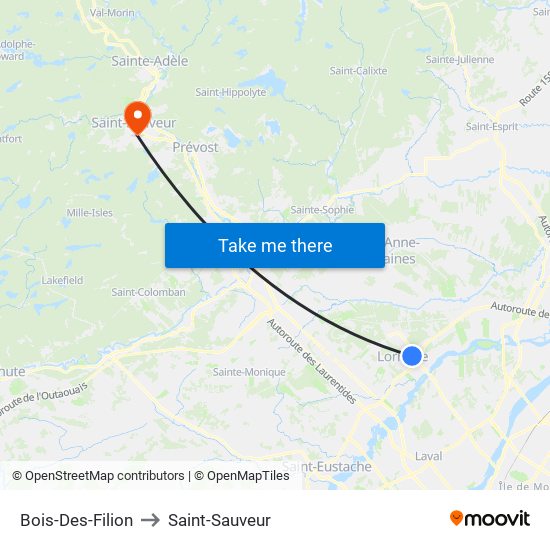 Bois-Des-Filion to Saint-Sauveur map