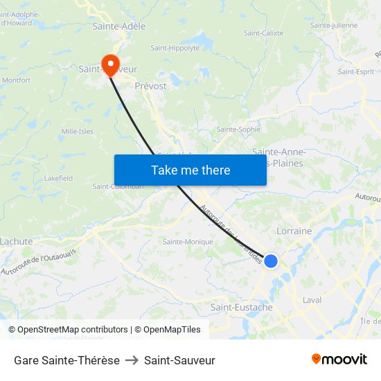 Gare Sainte-Thérèse to Saint-Sauveur map