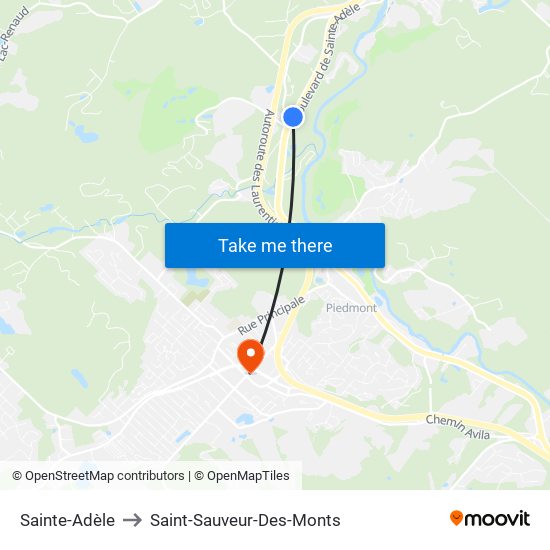 Sainte-Adèle to Saint-Sauveur-Des-Monts map