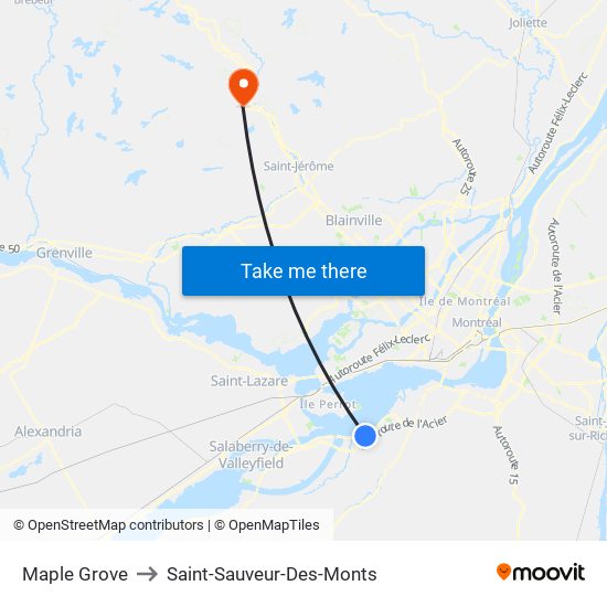 Maple Grove to Saint-Sauveur-Des-Monts map