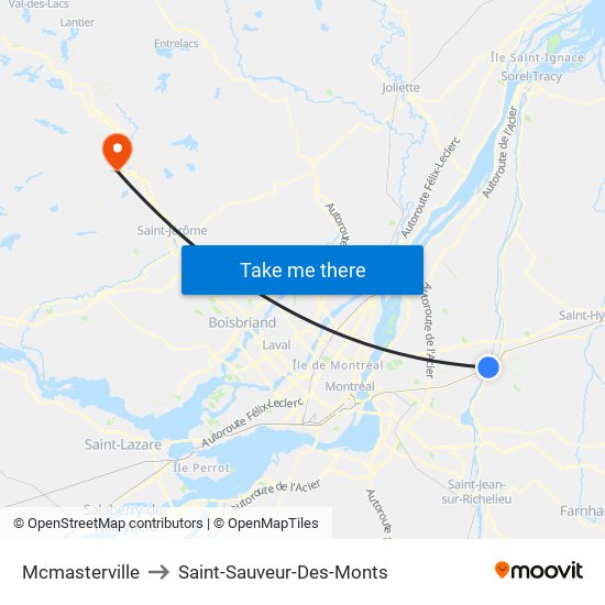 Mcmasterville to Saint-Sauveur-Des-Monts map