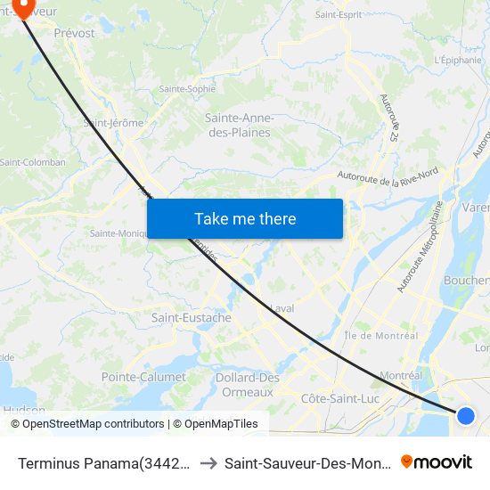 Terminus Panama to Saint-Sauveur-Des-Monts map