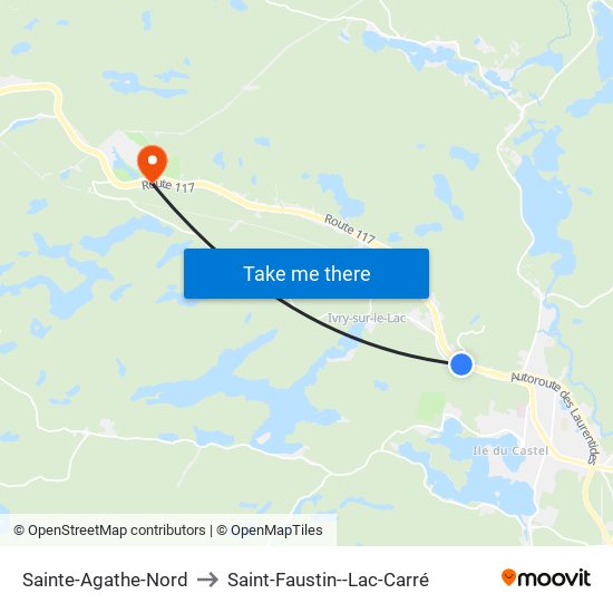 Sainte-Agathe-Nord to Saint-Faustin--Lac-Carré map