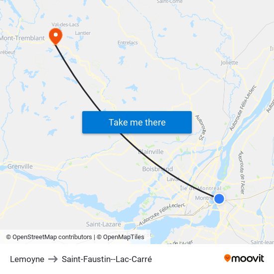 Lemoyne to Saint-Faustin--Lac-Carré map