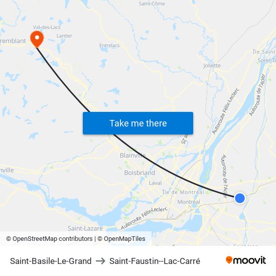 Saint-Basile-Le-Grand to Saint-Faustin--Lac-Carré map