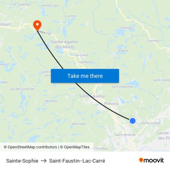 Sainte-Sophie to Saint-Faustin--Lac-Carré map