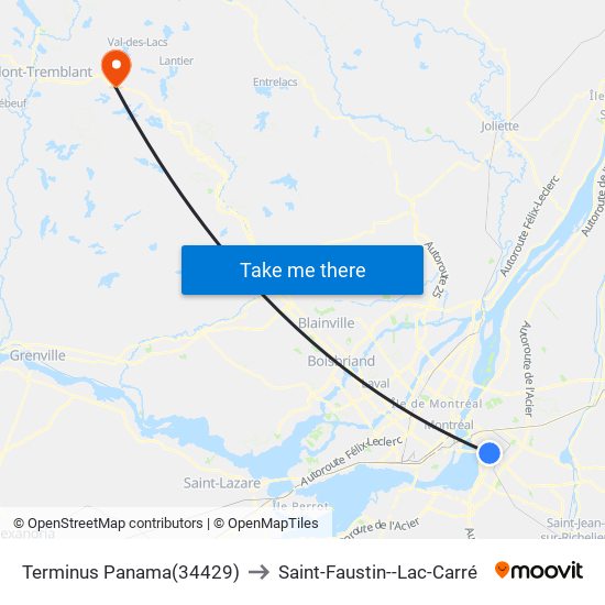 Terminus Panama to Saint-Faustin--Lac-Carré map