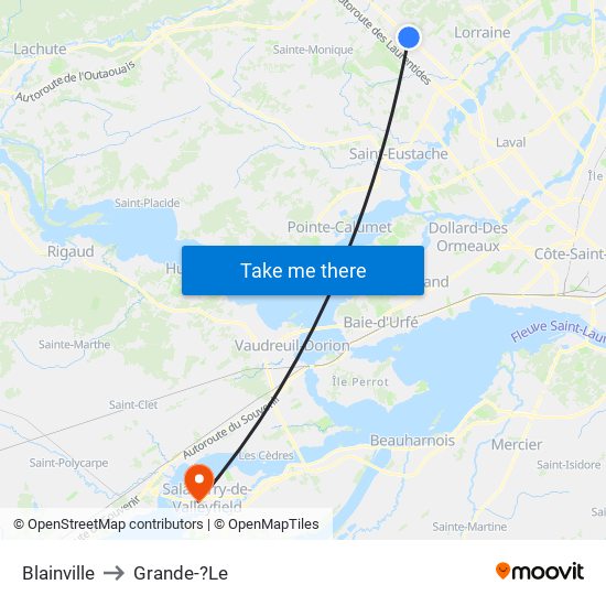 Blainville to Grande-?Le map