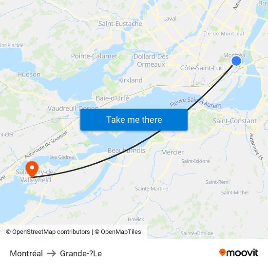 Montréal to Grande-?Le map