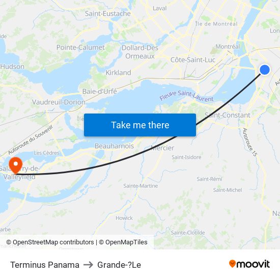 Terminus Panama to Grande-?Le map