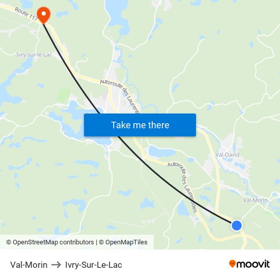 Val-Morin to Ivry-Sur-Le-Lac map