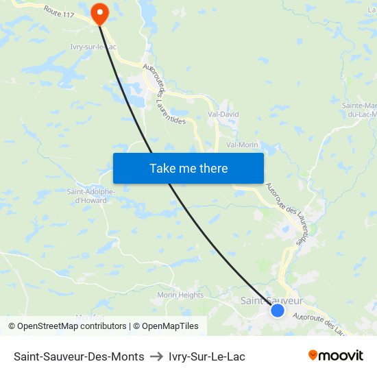 Saint-Sauveur-Des-Monts to Ivry-Sur-Le-Lac map